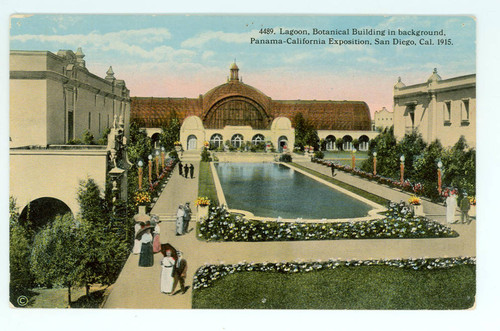 Lagoon, Botanical Building in background, Panama-California Exposition, San Diego, Cal. 1915