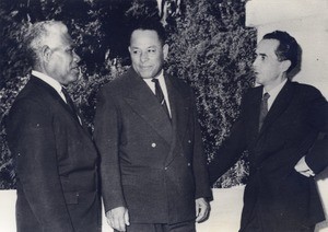 Native Ministers Peteru Ihily and Thidjine with M. Maurice Pont