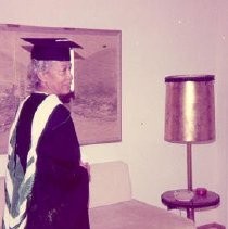 Clarissa Wildy in her Master's Graduation Robe