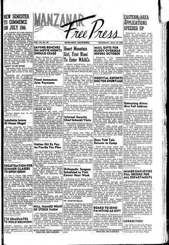 Manzanar free press, July 10, 1943