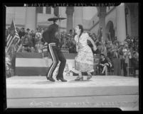 Two dancers perform at Cinco de Mayo program at Los Angeles City Hall, 1943