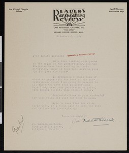 Joe Mitchell Chapple, letter, 1934-11-03, to Hamlin Garland