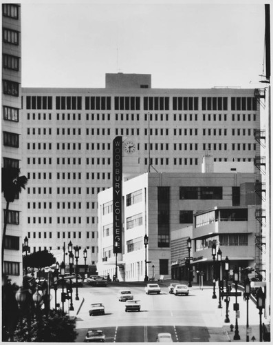 Looking towards Woodbury College, 1027 Wilshire Boulevard from the east