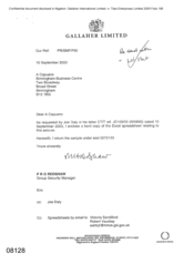 [Letter from PRG Redshaw to A Capuano regarding excel spreadsheets relating to the seizure]