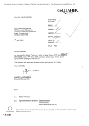 [Letter from Garry Lawrinson to FLO Desk Officer Vienna regarding hard copy of excel spreadsheet relating to seizure]