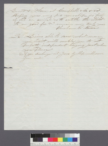 [Letter from Abraham W. Pierce regarding shipping business and 1868 earthquake]