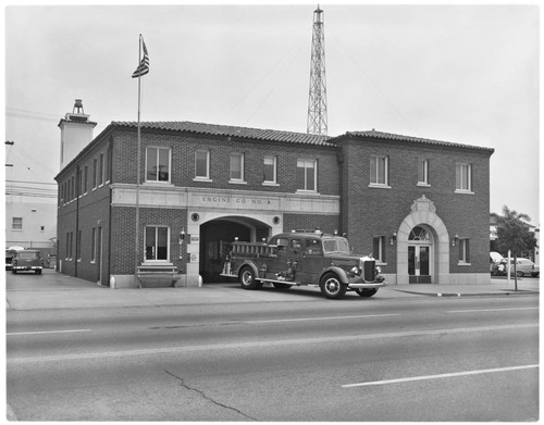 Ladder truck at Fire Station No. 8