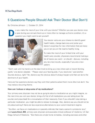 5 Questions People Should Ask Their Doctor (But Don’t)