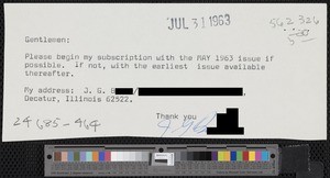 J. B., letters (1963/1968)