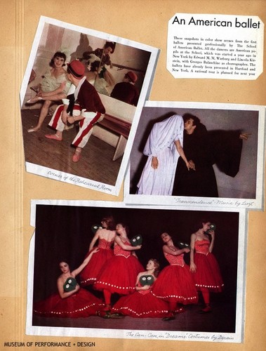 Scrapbook page featuring images and a text caption from an American Ballet program