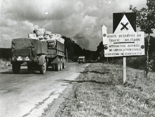 Research photo: Supply trucks in convoy, circa 1944