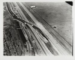 Aerial view of Construction of Highway 101 at Russell Avenue, Santa Rosa, California, 1960