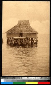 Building on stilts in the water, India, ca.1920-1940