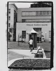 Courthouse Square phone booth in front of Wells Fargo Bank, Santa Rosa, California, 1968