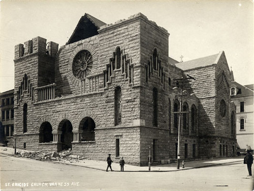 [St. Brigid's Church, on Van Ness Ave., after the 1906 earthquake]