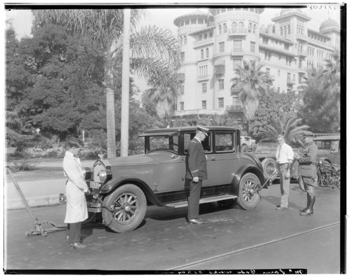 McLaren Body Works equipment tests, 136 South Raymond, Pasadena. 1927