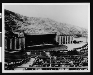View of the Hollywood Bowl, looking toward the stage from an upper row of seats, 1925