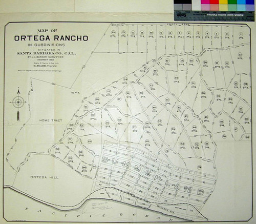 Map of Ortega Rancho in subdivisions situated in Santa Barbara Co., Cal. / by J.L. Barker, Surveyor