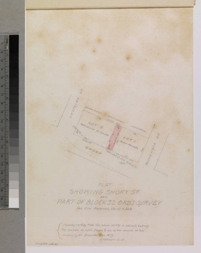 Plat Showing Short St. and Part of Block 32 Ord's Survey