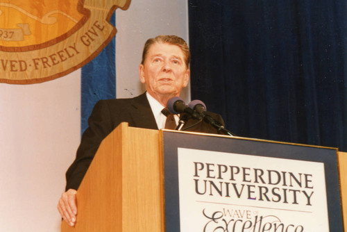 President Reagan at the podium