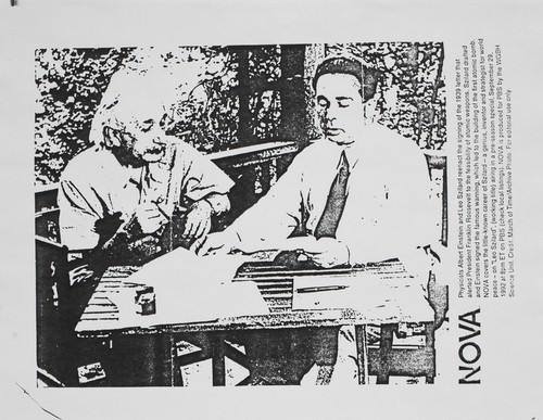 Leo Szilard with Albert Einstein writing letter to President Roosevelt - Re-enactment - NOVA advertisement