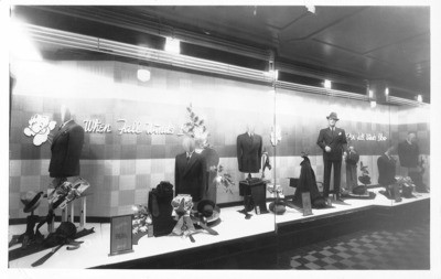 Department Stores - Stockton: Window display of men's apparel