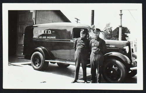 Personnel with First Aid Apparatus at Station No. 5, Anaheim & Newport