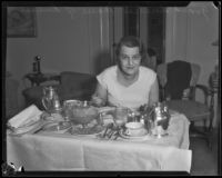 Grand Duchess Marie of Russia eating breakfast, Los Angeles, 1932