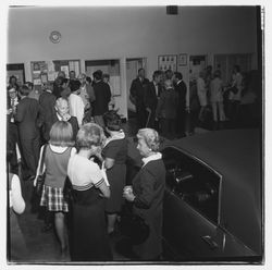 Attendees at the Zumwalt Chrysler-Plymouth Center Open House, Santa Rosa, California, 1971