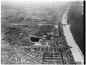 Air views of Playa Del Rey Yacht Harbor site, 1957