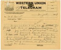 Copy of a Telegram from Julia Morgan to William Randolph Hearst, May 10, 1924