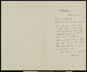 Leland Ossian Howard, letter, 1921-11-02, to Hamlin Garland