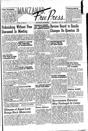 Manzanar free press, May 22, 1943