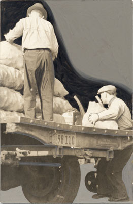 [Two workers unloading a truck during general strike of 1934]