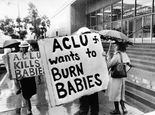 Pro-life members protesting against ACLU