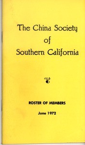 China Society of Southern California. Roster of Members, June 1972