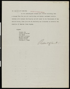 George Ade, et al., letter, 1916, to whom it may concern