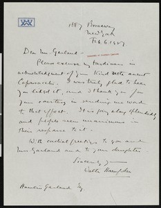 Walter Hampden, letter, 1927-02-06, to Hamlin Garland