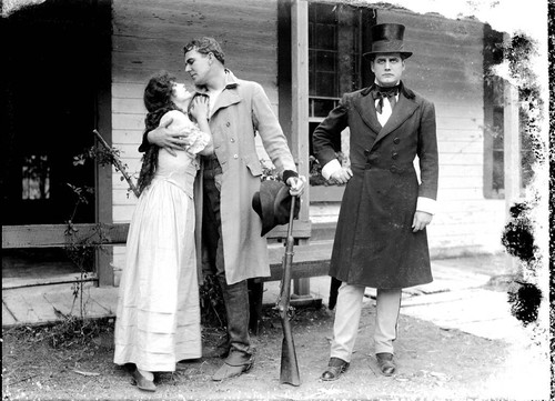 Beatriz Michelena, House Peters and Ernest Joy in the California Motion Picture Corporation production of Salomy Jane, Lagunitas, 1914 [photograph]