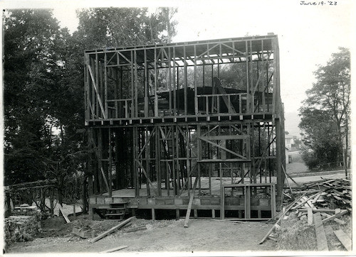 Woodworking Shop (also known as Studio #5 and Facilities Building) during construction, June 19 1923