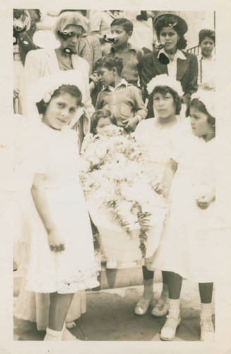 Funeral service for infant Gomez at Our Lady of Soledad Church, East Los Angeles, 1942