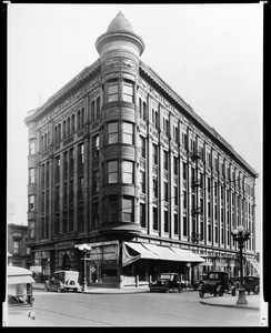 View of the Bullard Block, located at North Spring Street between Court Street and Market Street, showing the Tribe Dairy Lunch restaurant, ca.1923