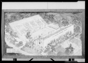 Sketch of Olympic pool, Southern California, 1932