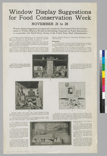[verso:b] Window Display Suggestions For Food Conservation Week November 21 to 28; Instruction about the display