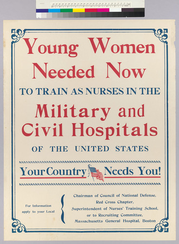 Young women needed now: to train as nurses in her military and civil hospital of the United States: Your Country Need You!