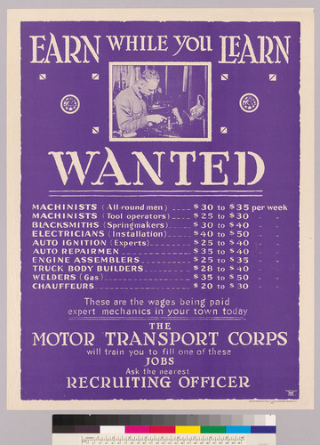 Earn while you learn : Wanted: The Motor Transport Corps