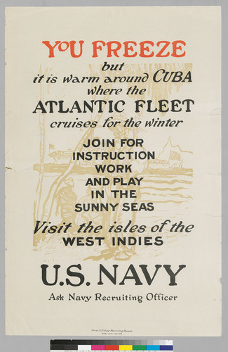 You freeze but it is warm around Cuba where the Atlantic Fleet Cruises for the winter: Join for instruction: work and play in the sunny seas: visit the isles of the West Indies: U.S. Navy : Ask Navy Recruiting Officer