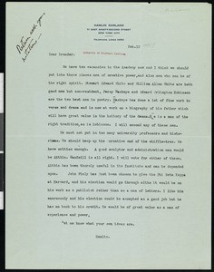 Hamlin Garland, letter, 1925-02-12, to Brander Matthews
