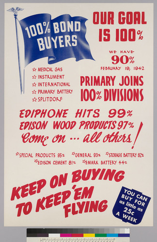 Our Goal is 100%: We have 90%: February 19, 1942: Primary Joins 100% Division