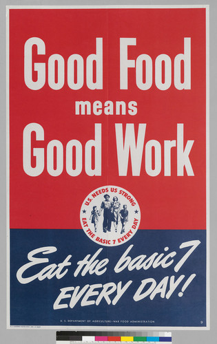 Good Food means Good Work: Eat the basic 7 every day! : U.S. Department of Agriculture--War Food Administration